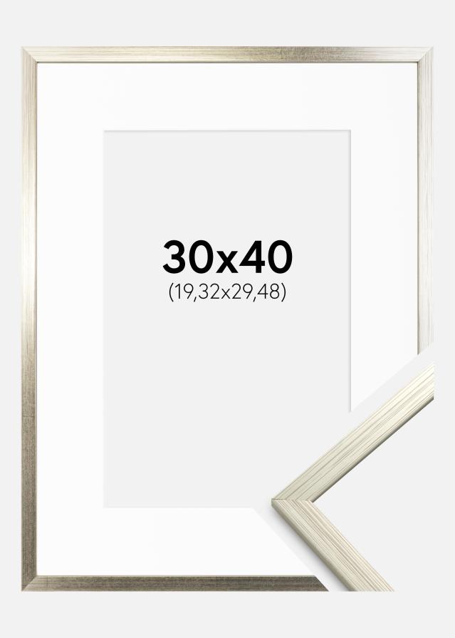 Keret Edsbyn Ezüst 30x40 cm - Paszpartu Fehér 8x12 inches
