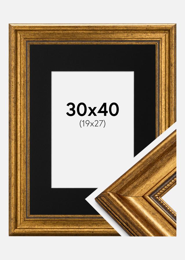 Keret Rokokó Arany 30x40 cm - Paszpartu Fekete 20x28 cm