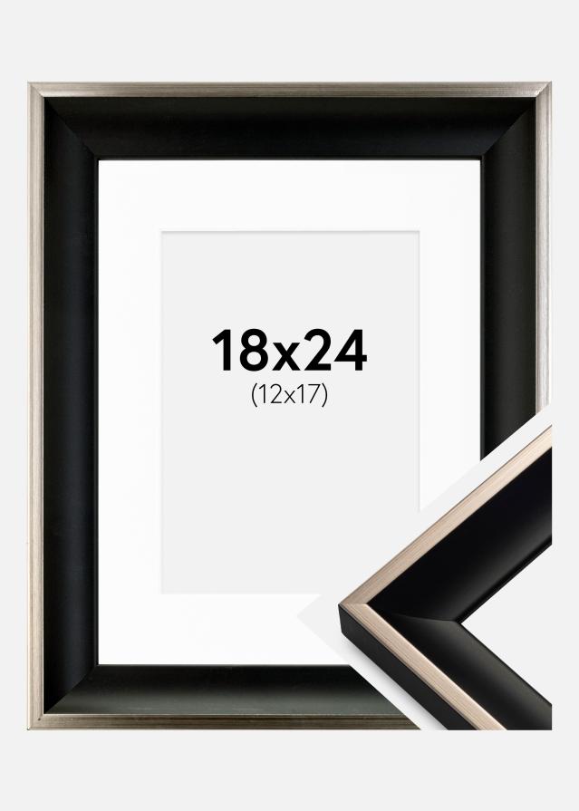 Keret Öjaren Fekete-Ezüst 18x24 cm - Paszpartu Fehér 13x18 cm