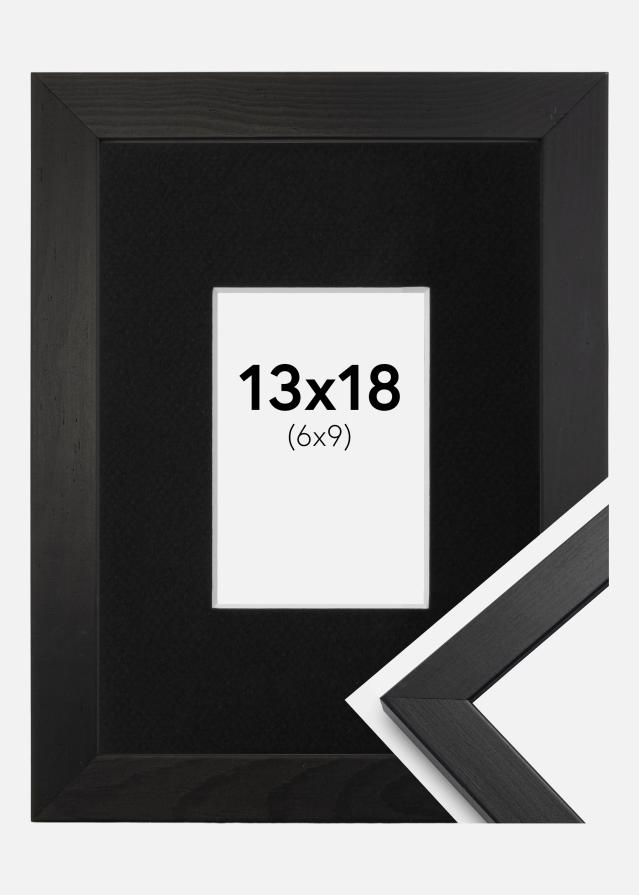 Keret Elegáns Fekete 13x18 cm - Paszpartu Fekete 7x10 cm