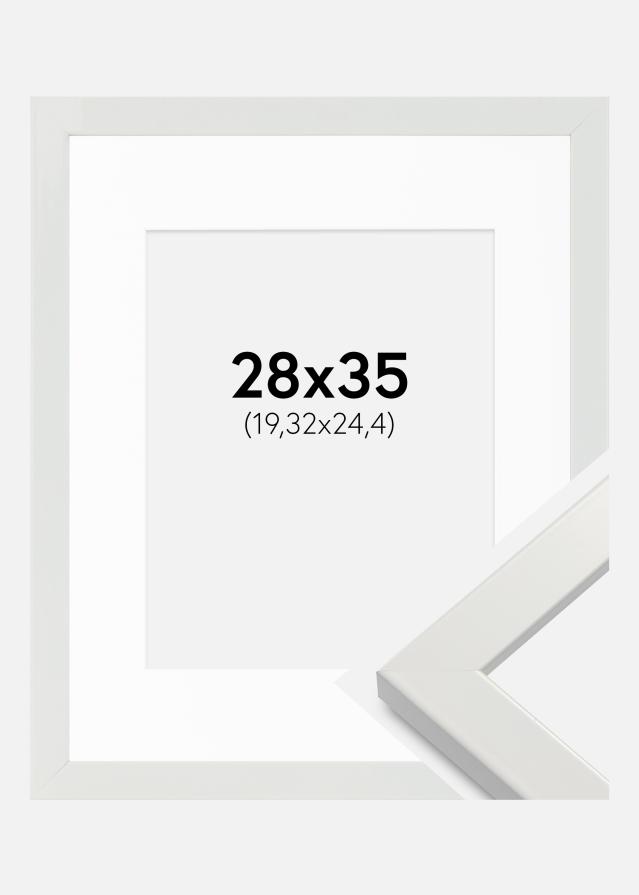 Keret White Wood Glossy 28x35 cm - Paszpartu Fehér 8x10 inches