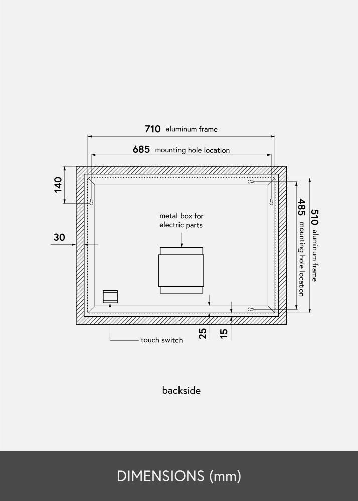 KAILA Tükör Wide LED 60x80 cm