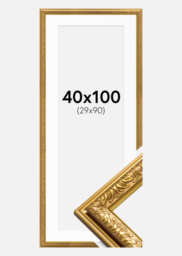 Keret Nostalgia Arany 40x100 cm - Paszpartu Fehér 30x91 cm