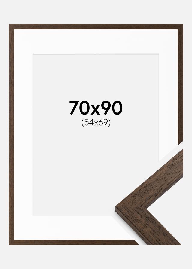 Keret Brown Wood 70x90 cm - Paszpartu Fehér 55x70 cm