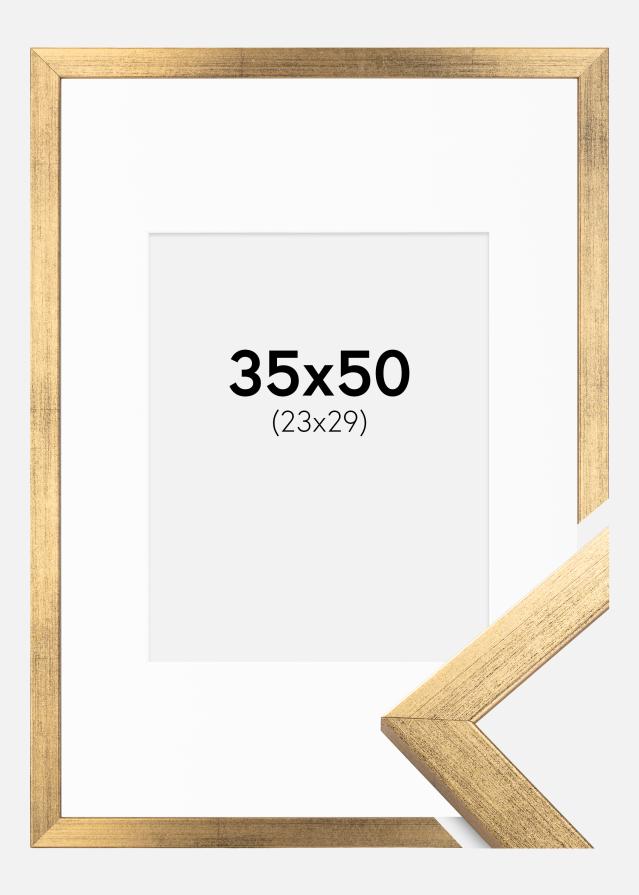 Keret Elegáns Arany 35x50 cm - Paszpartu Fehér 24x30 cm