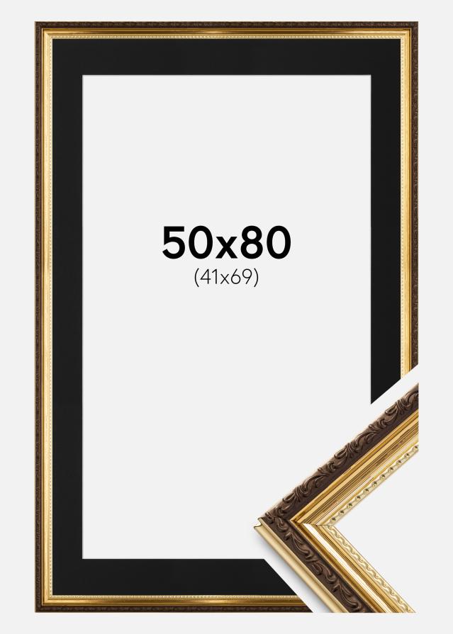 Keret Abisko Arany 50x80 cm - Paszpartu Fekete 42x70 cm