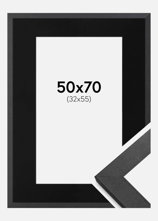 Keret Graphite Wood 50x70 cm - Paszpartu Fekete 33x56 cm