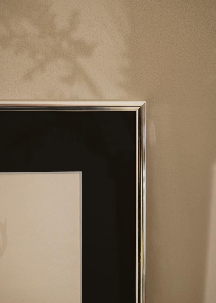 Keret Alumínium Csiszolt Ezüst 70x100 cm - Paszpartu Fekete 59,4x84 cm (A1)