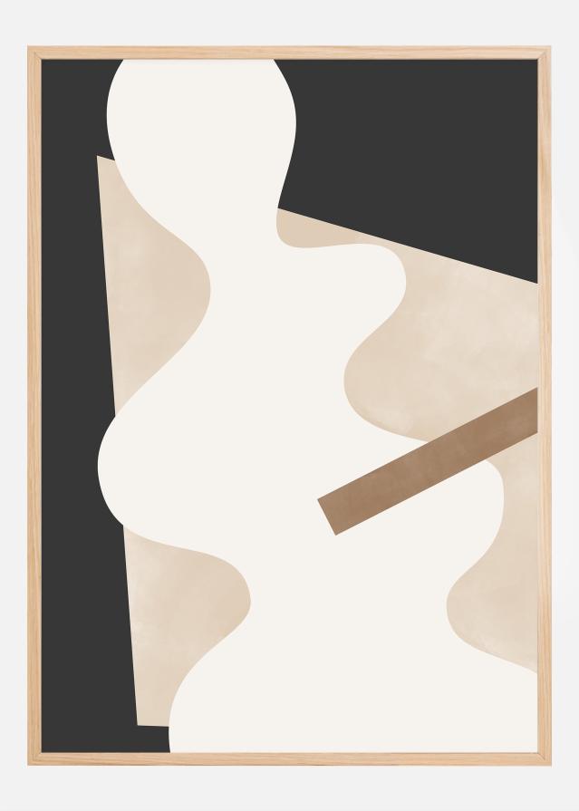 Beige Graphic Curves Art Poszter