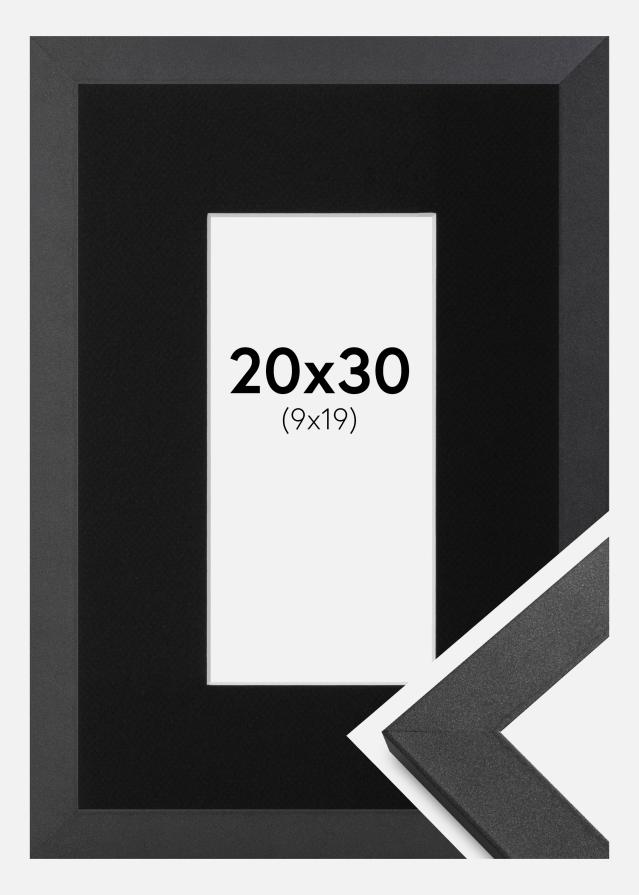 Keret Graphite Wood 20x30 cm - Paszpartu Fekete 10x20 cm