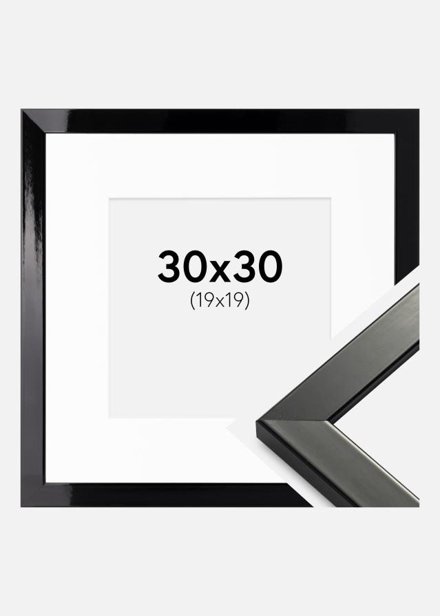 Keret Uppsala Nagyon fényes Fekete 30x30 cm - Paszpartu Fehér 20x20 cm