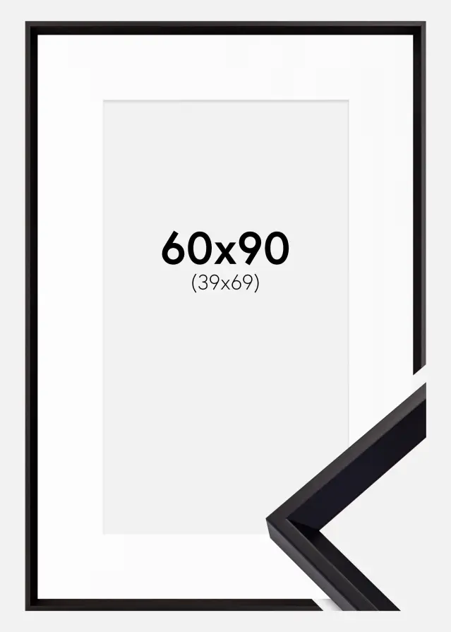 Keret Globe Fekete 60x90 cm - Paszpartu Fehér 40x70 cm