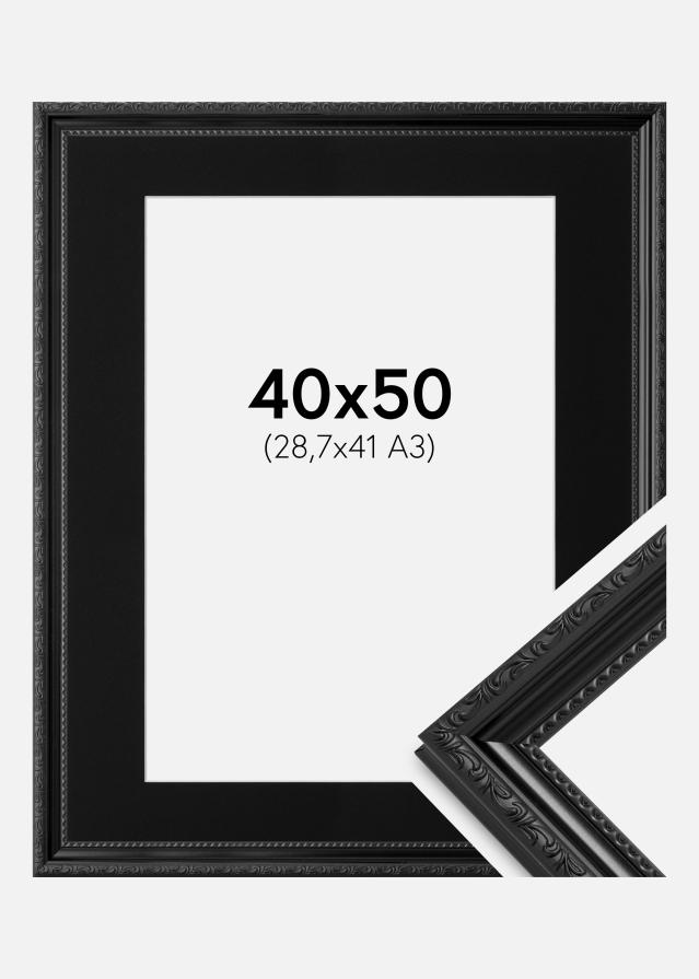Keret Abisko Fekete 40x50 cm - Paszpartu Fekete 29,7x42 cm (A3)