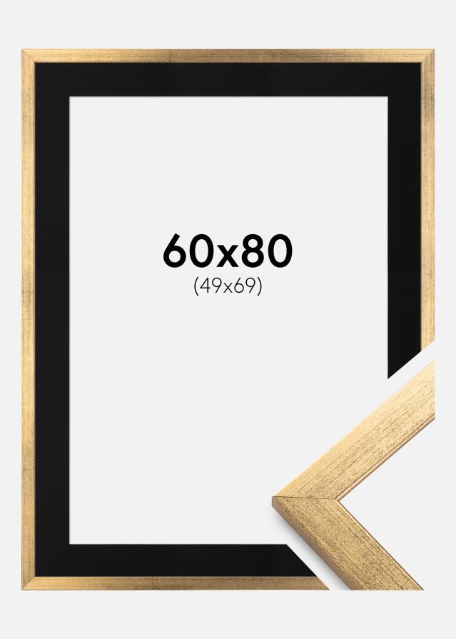 Keret Elegáns Arany 60x80 cm - Paszpartu Fekete 50x70 cm