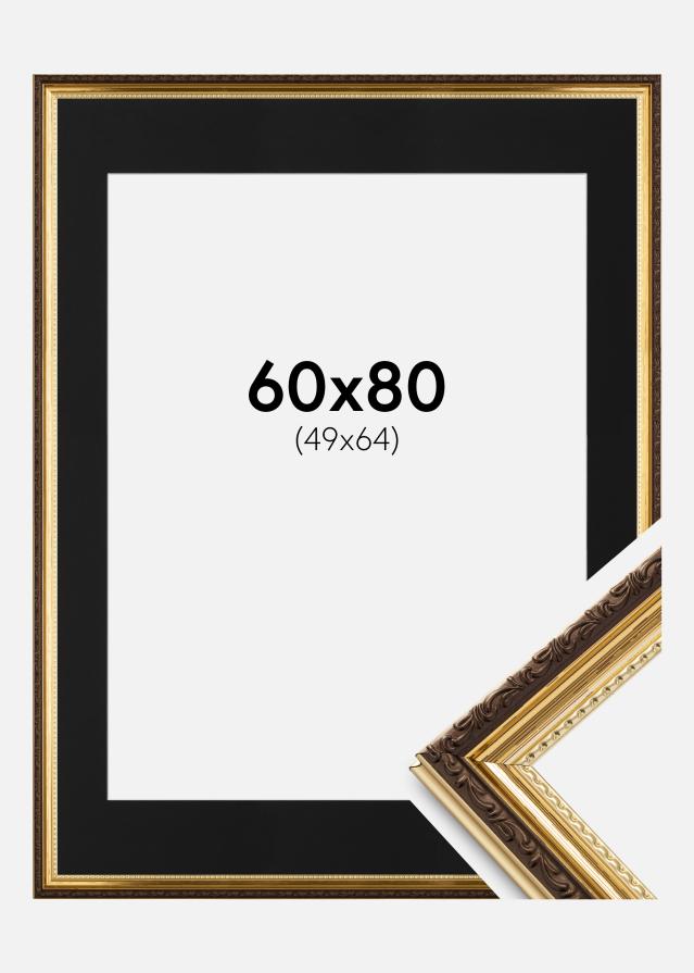 Keret Abisko Arany 60x80 cm - Paszpartu Fekete 50x65 cm
