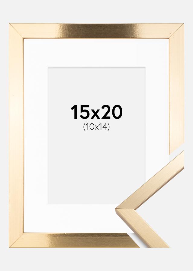Keret Trendy Arany 15x20 cm - Paszpartu Fehér 11x15 cm