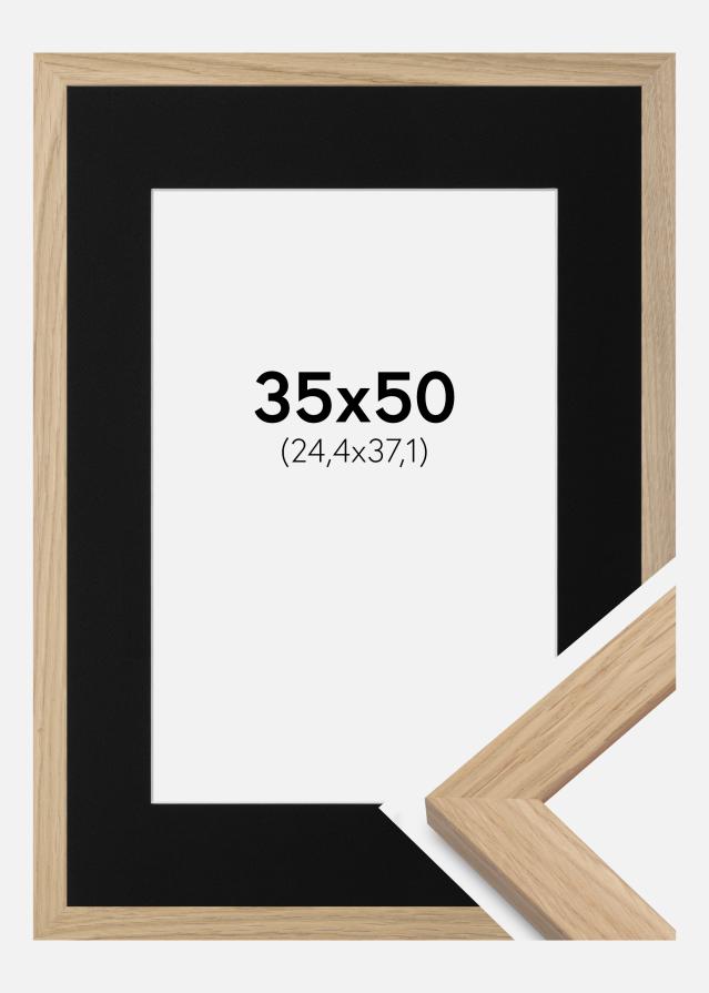 Keret Oak Wood 35x50 cm - Paszpartu Fekete 10x15 inches