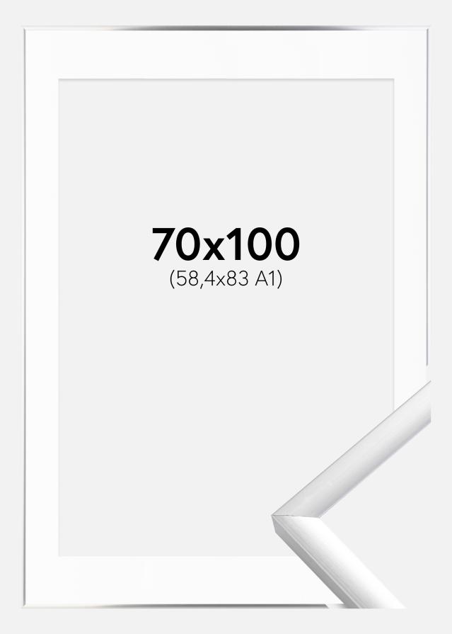 Keret New Lifestyle Ezüst 70x100 cm - Paszpartu Fehér 59,4x84 cm (A1)