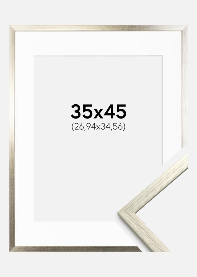 Keret Edsbyn Ezüst 35x45 cm - Paszpartu Fehér 11x14 inches