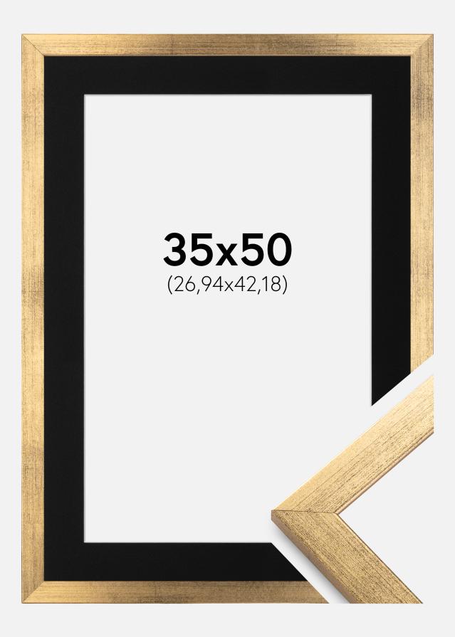 Keret Elegáns Arany 35x50 cm - Paszpartu Fekete 11x17 inches
