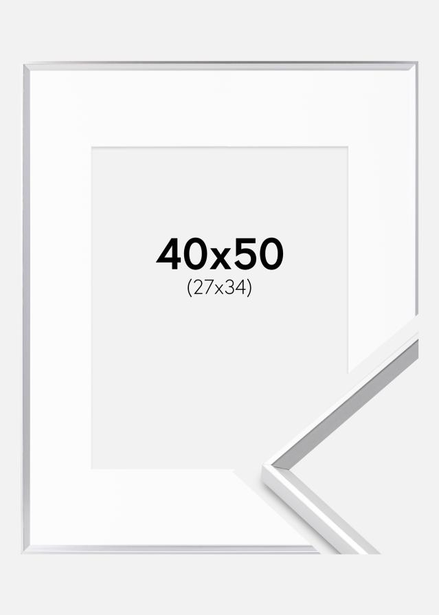 Keret Desire Ezüst 40x50 cm - Paszpartu Fehér 28x35 cm