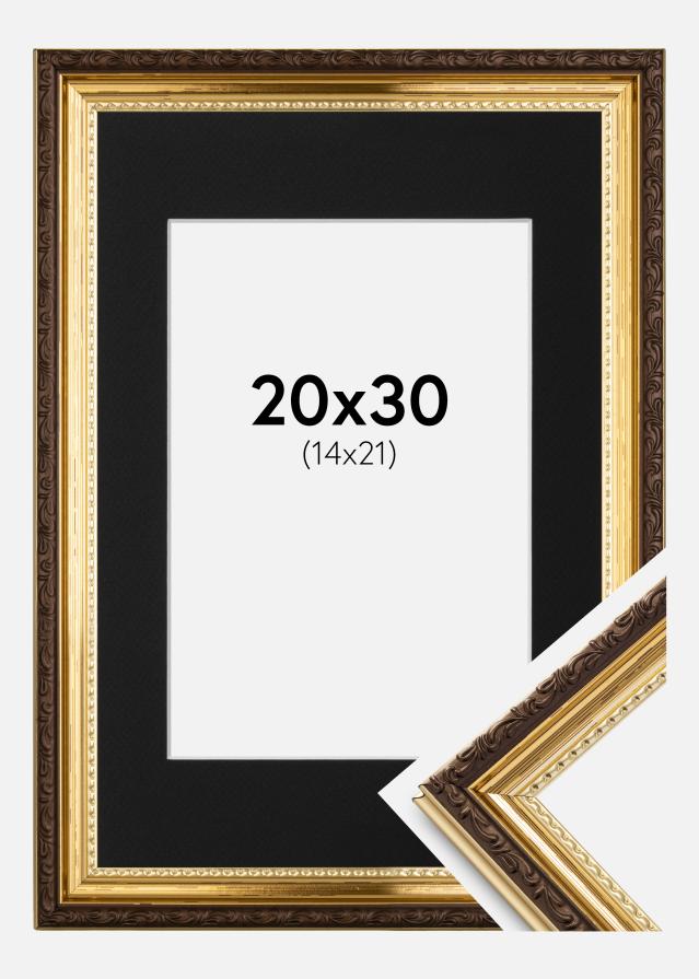 Keret Abisko Arany 20x30 cm - Paszpartu Fekete 15x22 cm