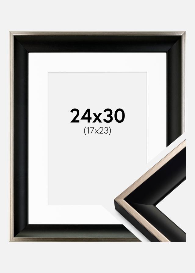Keret Öjaren Fekete-Ezüst 24x30 cm - Paszpartu Fehér 18x24 cm