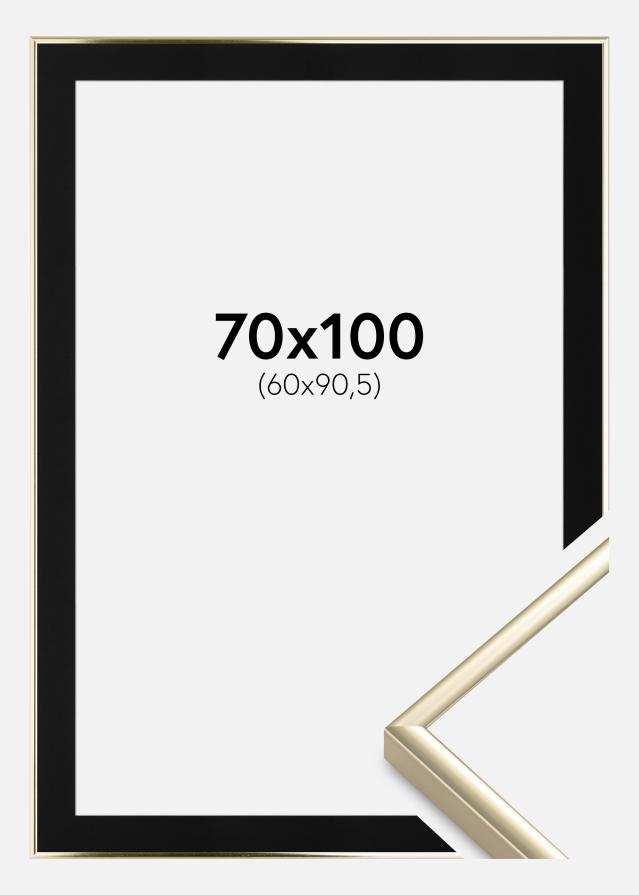 Keret Alumínium Csiszolt Arany 70x100 cm - Paszpartu Fekete 61x91,5 cm
