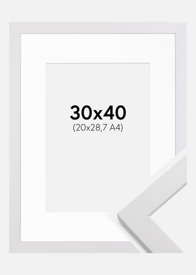 Keret White Wood 30x40 cm - Paszpartu Fehér 21x29,7 cm (A4)