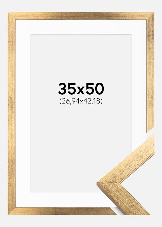 Keret Elegáns Arany 35x50 cm - Paszpartu Fehér 11x17 inches