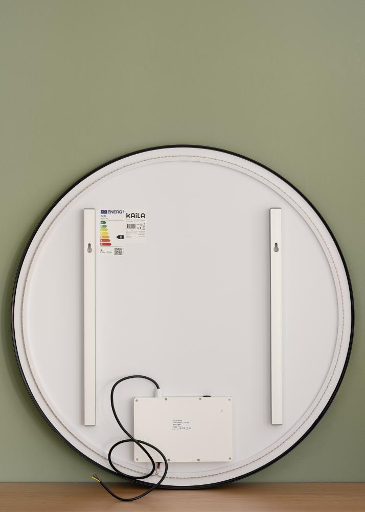 KAILA Tükör Circle LED Fekete 80 cm Ø