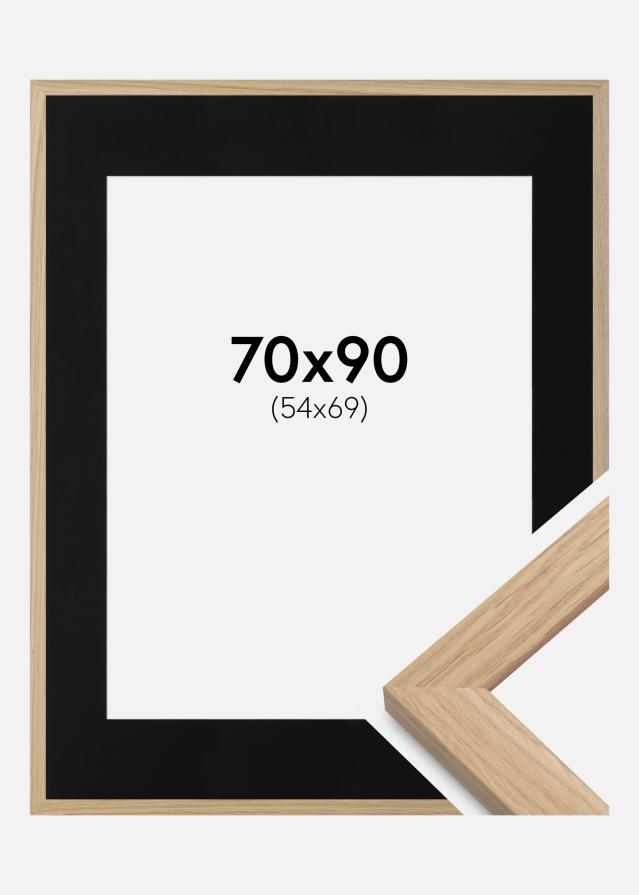 Keret Oak Wood 70x90 cm - Paszpartu Fekete 55x70 cm