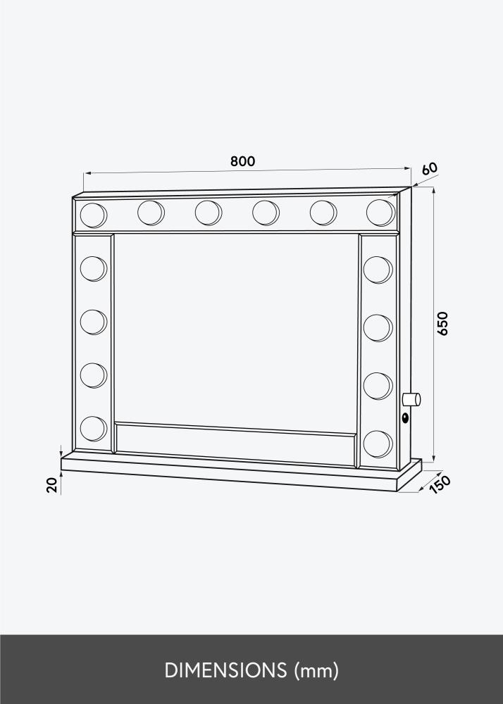 KAILA Sminktükör Hollywood 14 E27 Ezüst 80x65 cm
