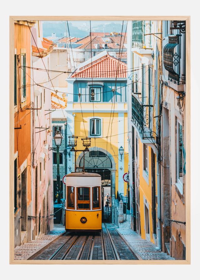 Trolley car in city Poszter