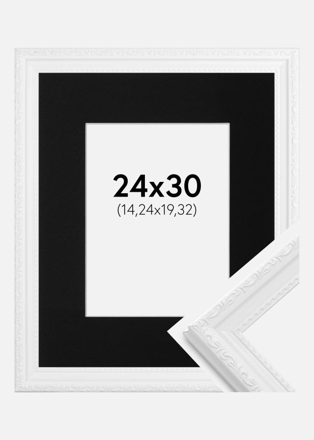 Keret Abisko Fehér 24x30 cm - Paszpartu Fekete 6x8 inches