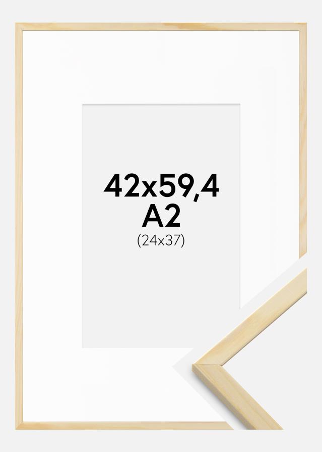 Keret Galant Erdeifenyő 42x59,4 cm (A2) - Paszpartu Fehér 25x38 cm