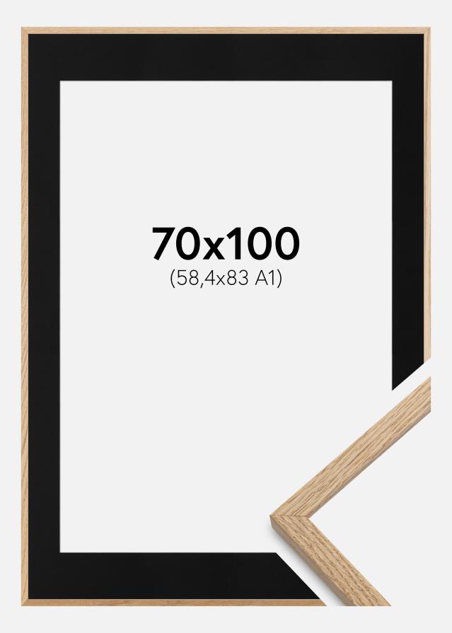 Keret Oslo Tölgy 70x100 cm - Paszpartu Fekete 59,4x84 cm (A1)