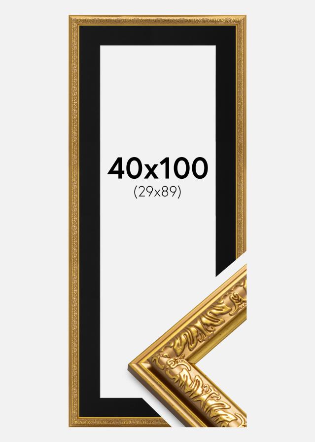 Keret Nostalgia Arany 40x100 cm - Paszpartu Fekete 30x90 cm