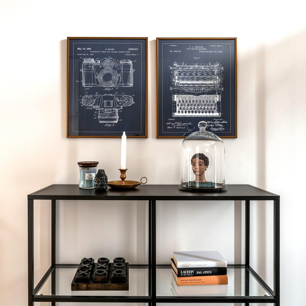 Szabadalmi rajz - Írógép - Kék Poszter