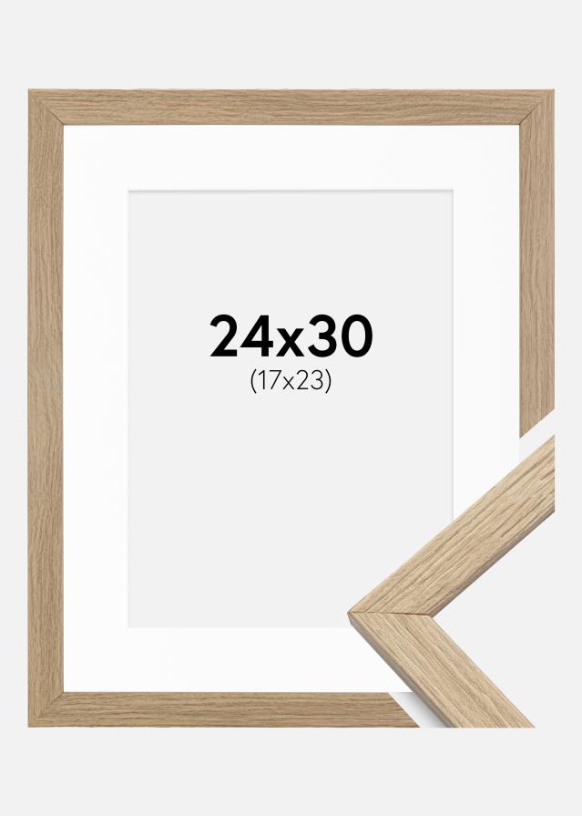 Keret Elegáns Tölgy 24x30 cm - Paszpartu Fehér 18x24 cm