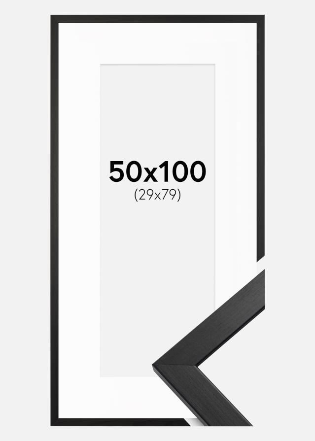 Keret Elegáns Fekete 50x100 cm - Paszpartu Fehér 30x80 cm