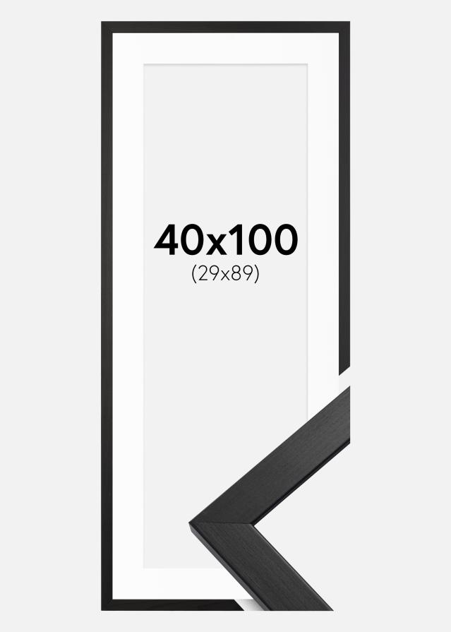 Keret Elegáns Fekete 40x100 cm - Paszpartu Fehér 30x90 cm