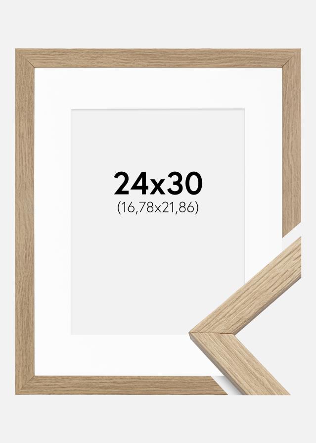 Keret Elegáns Tölgy 24x30 cm - Paszpartu Fehér 7x9 inches