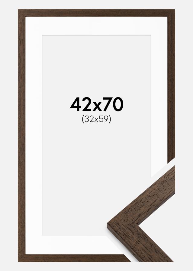 Keret Brown Wood 42x70 cm - Paszpartu Fehér 33x60 cm