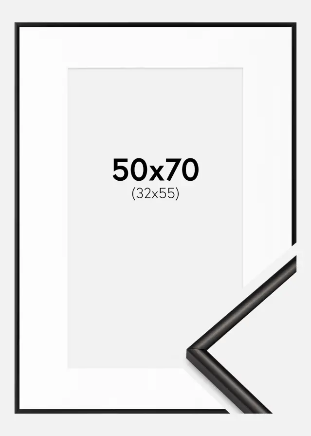Keret Scandi Matt Fekete 50x70 cm - Paszpartu Fehér 33x56 cm