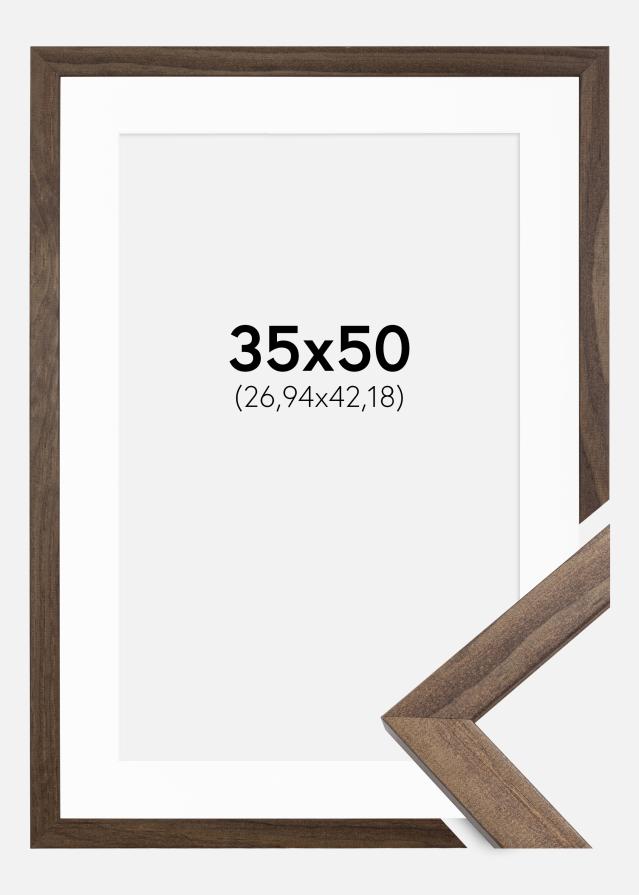 Keret Elegáns Dió 35x50 cm - Paszpartu Fehér 11x17 inches