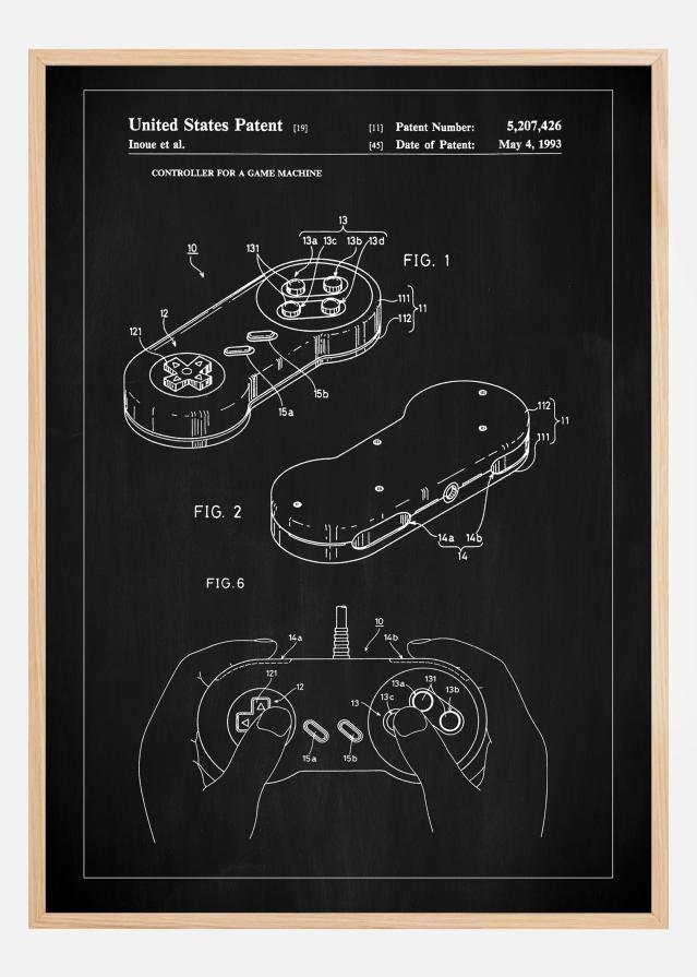 Patent Print - Game Controller I - Black Poszter
