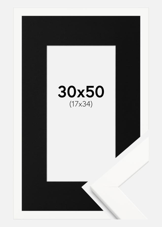 Keret Trendline Fehér 30x50 cm - Paszpartu Fekete 18x35 cm