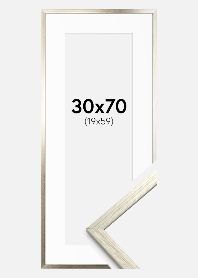 Keret Edsbyn Ezüst 30x70 cm - Paszpartu Fehér 20x60 cm