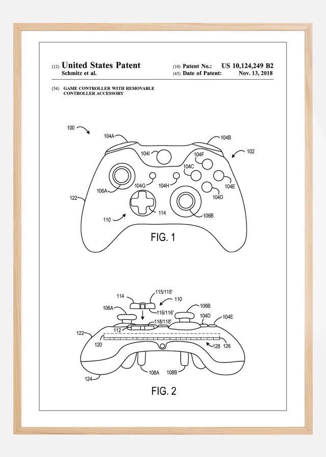 Patent Print - Game Controller III - White Poszter